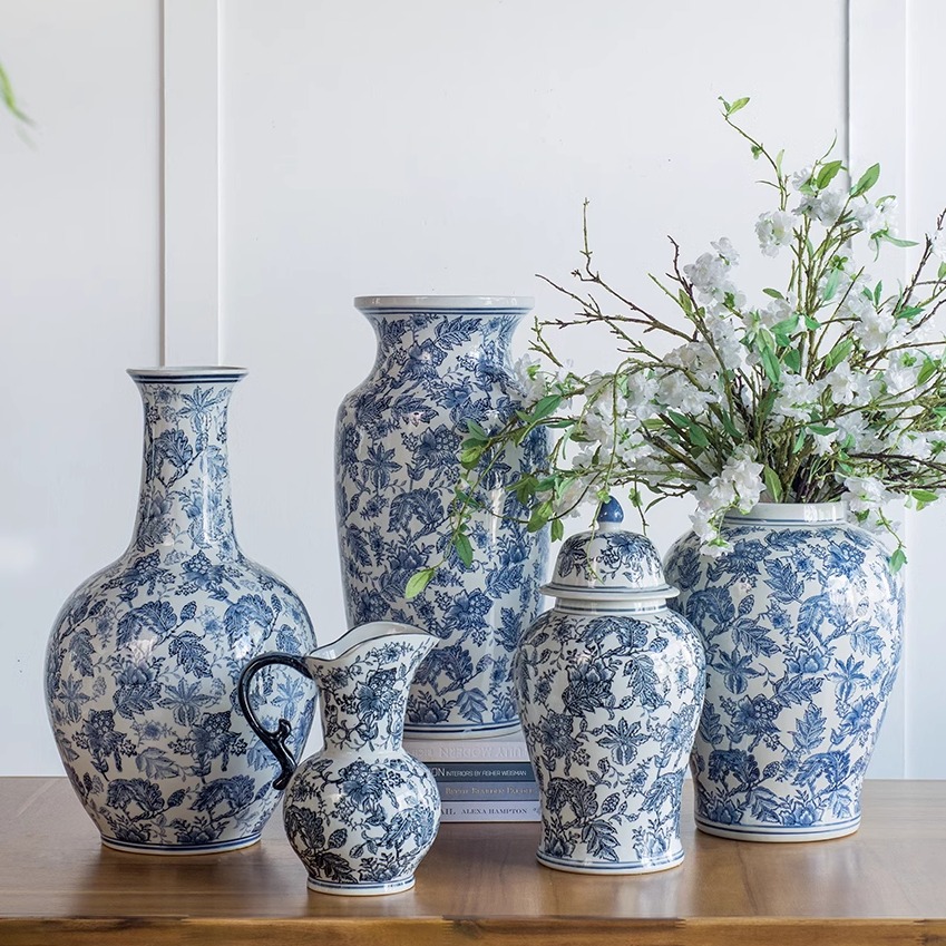 青花瓷花瓶储物罐新中式桌面摆件