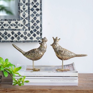 ABhome出口美国复古皇冠小鸟装饰窗台园艺摆件桌面创意情侣礼物