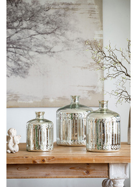 印度进口水银斑驳手工玻璃花瓶