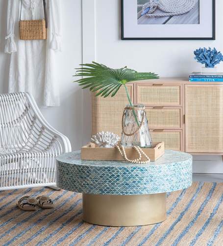 越南原装进口手工拼贴贝壳茶几