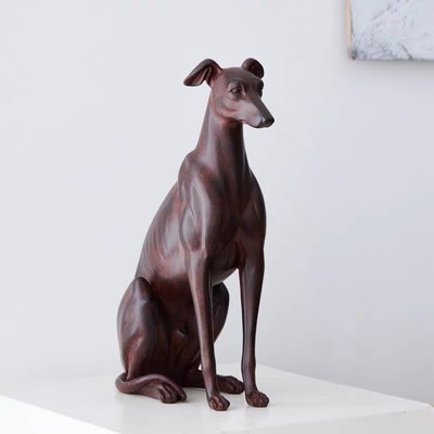 迎宾招财狗猎犬细狗黑猫装饰摆件