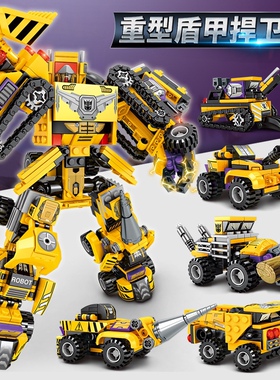 森宝积木益智动手钢铁机器六合一重型盾甲捍卫者103113-103116