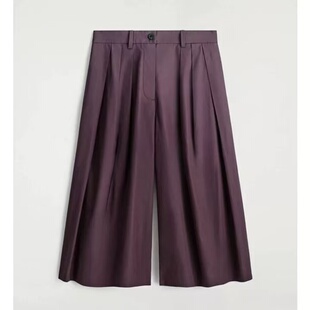 S女装 新品 休闲版 酒红色2026春季 1322823001 型百褶棉质阔腿裤