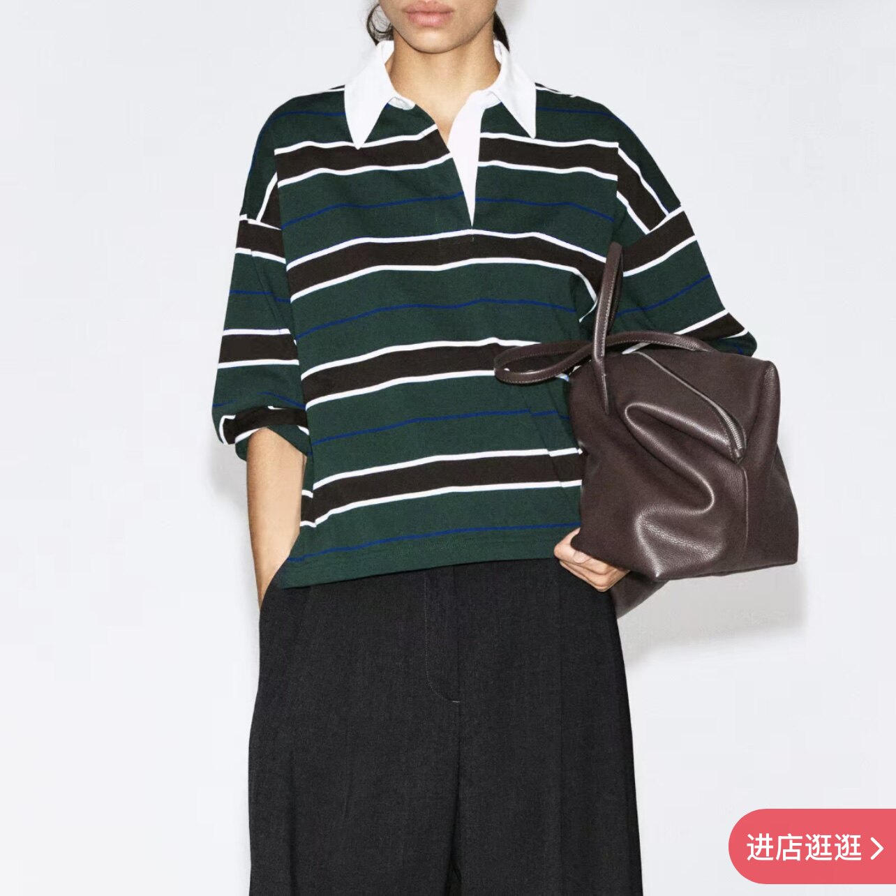 COS风女装 休闲版型条纹棉质橄榄球POLO衫2026秋季新品1351539001