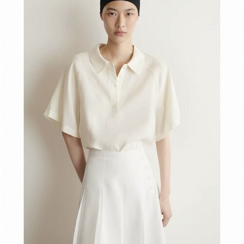 COS风女装 休闲版型Polo领中袖上衣米白色2026夏季新品1341853001