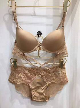 韩国bvb文胸内裤套装光面净版前扣聚拢美背肤色蕾丝body vs body