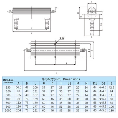 RXG24N-150W SL 8RJ 12RJ 16RJ 20RJ 大功率黄金铝壳无感水冷电阻