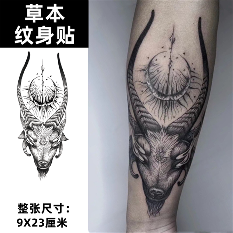 两张)果汁草本纹身贴半永久洗不掉不反光防水防搓半臂手臂羊角