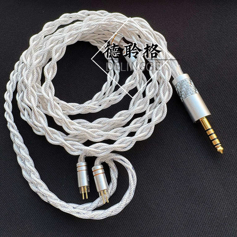 德聆格 CM双针超粗银线0.78mm w4r um3x升级线2pin水月雨耳机线