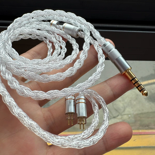 德聆格 手工纯银线0.78mm双针w4r灰黄鹂um3x水月雨2pin耳机升级线