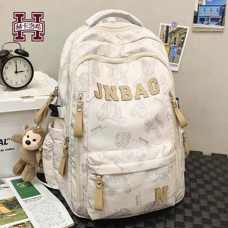 HECALOCY英国轻奢品牌书包初中生高中大学生大容量双肩包25新款包