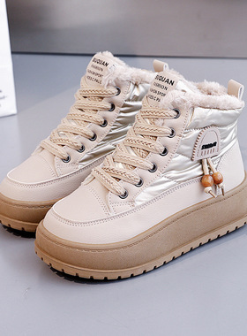 厚底雪地靴女款2025新款冬季加绒加厚百搭棉鞋女款高帮女靴K2906