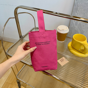 卡通帆布水杯袋奶茶杯套手提袋拎包字母手提包学生焖烧杯袋子定制