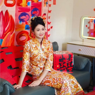 小褂皇龙凤褂出租手工中式 结婚新娘龙凤裙褂礼服秀禾婚服嫁衣租赁