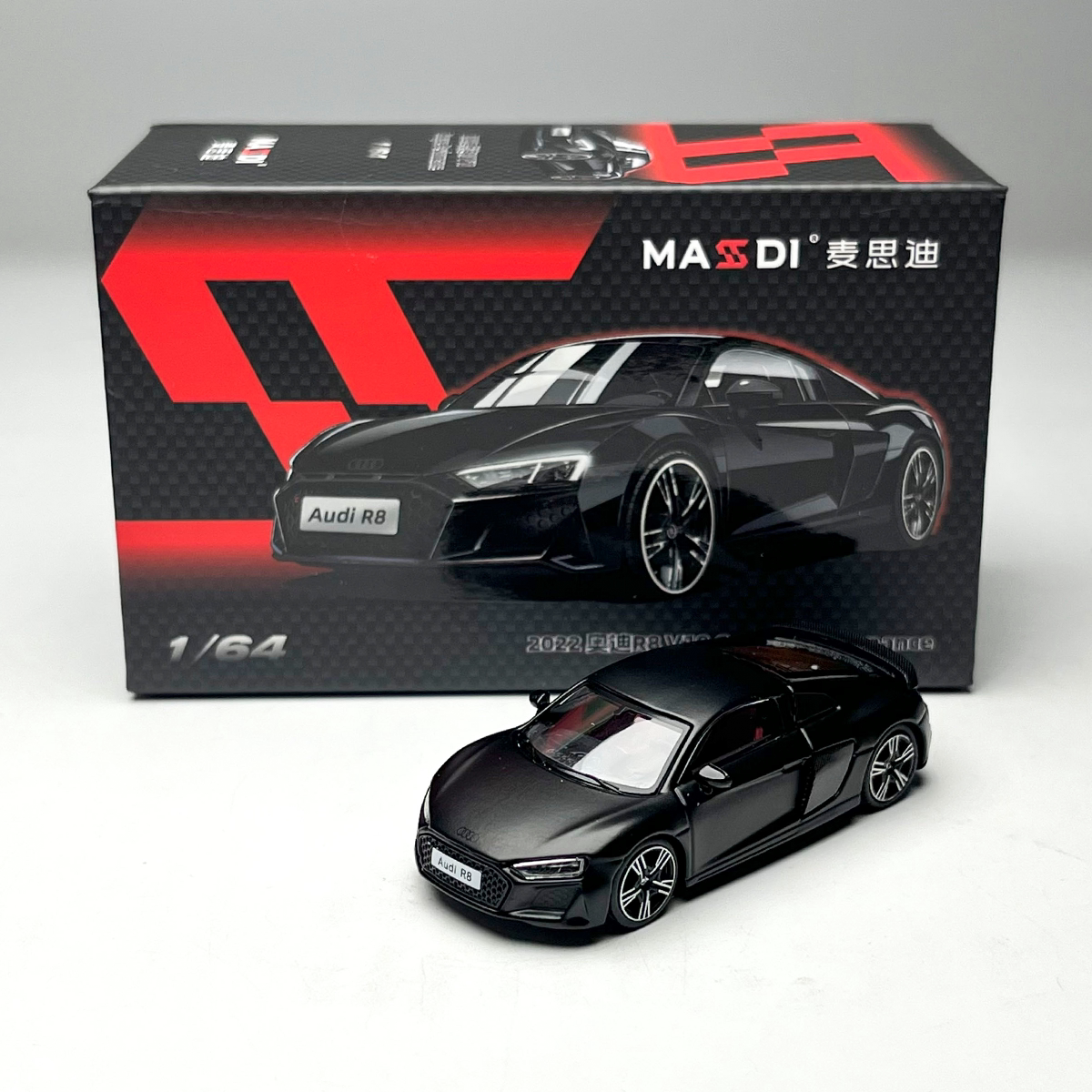 麦思迪 1-64 奥迪R8 V10 2022黑红绿黄粉蓝 合金汽车模型收藏摆件图片