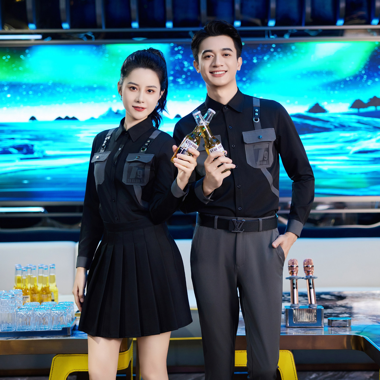 龙丽儿夜场酒吧KTV服务员工作服定制会所餐吧商务酒店管家秋冬装