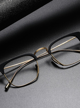 日本Kame万年龟ManNen同款大框纯钛眉毛架近视眼镜框KMN1112