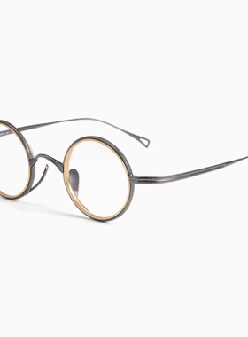 Kame万年龟ManNen同款KMN123复古圆框雕花纯钛男女近视眼镜架