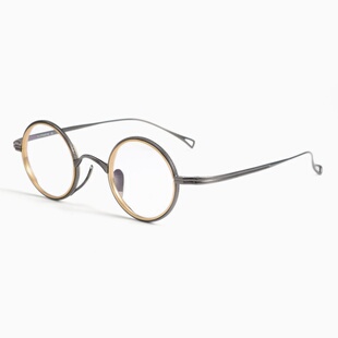 Kame万年龟ManNen同款KMN123复古圆框雕花纯钛男女近视眼镜架
