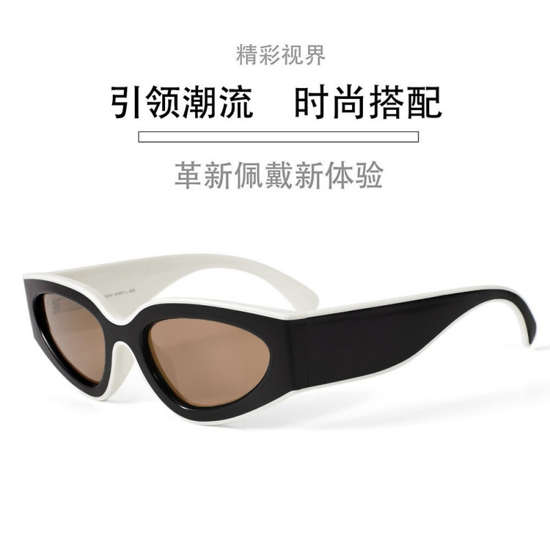 国际大牌款式熊猫黑白拼色太阳眼镜时尚百搭猫眼性感男女墨镜6056