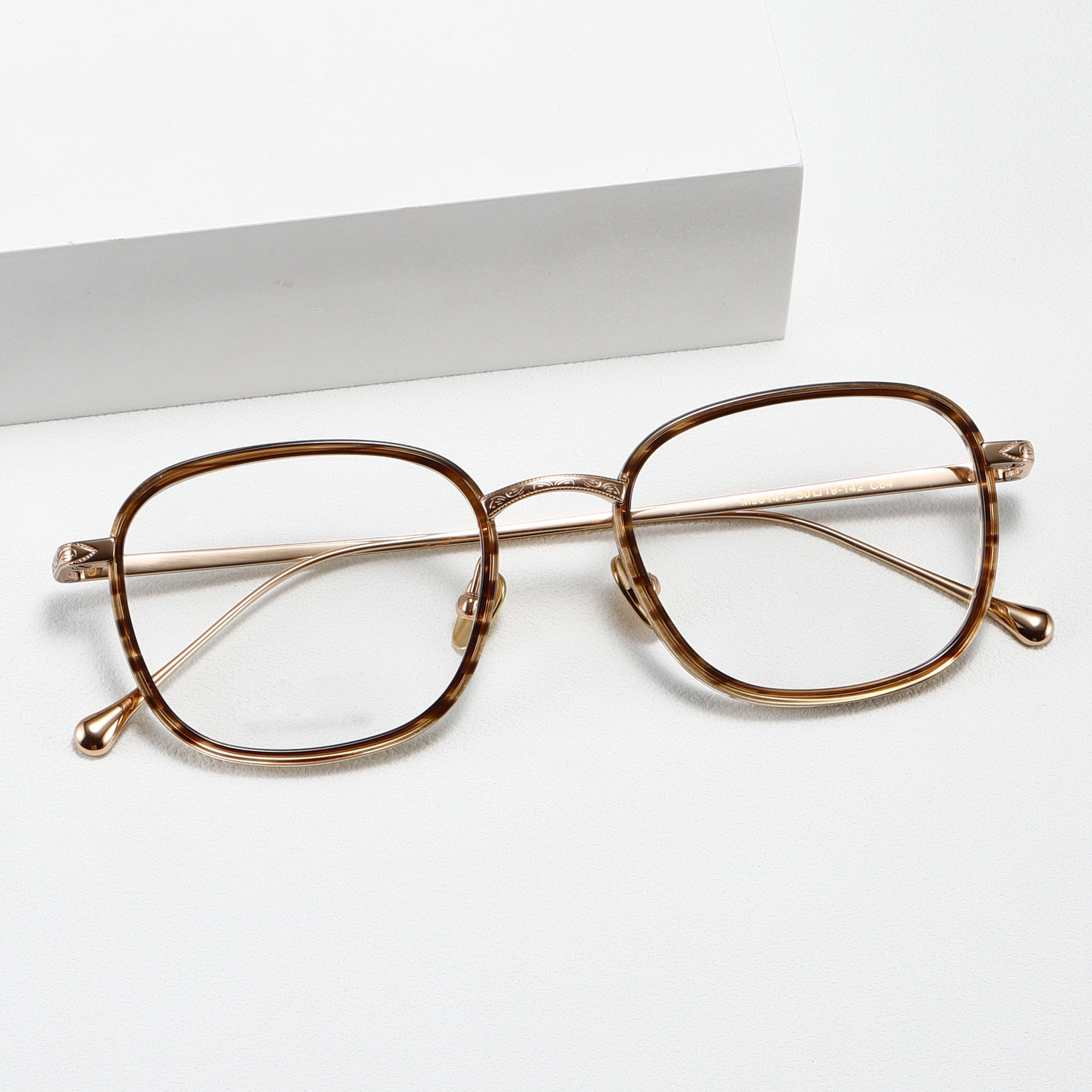 MATSUDA同款M9014纯钛板材方超轻细节雕花玳瑁眼镜架女生近视镜框