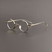 万年龟同款 高度数圆框超轻纯钛复古防蓝光男女近视眼镜框架KMN122
