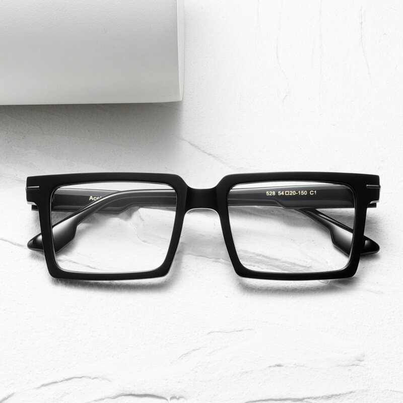 BOSS同款粗厚大号528板材男款眼镜框架可配长方形老花内渐进镜片