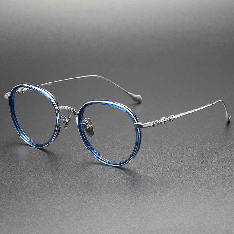 V潮克罗伈REHAB纯钛架椭圆男女近视眼镜框可配防蓝光变色防雾镜片