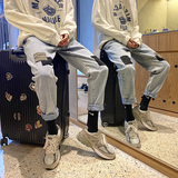 九分直筒男夏季潮牌宽松男生ins阔腿裤港风XZ229-1K211P45，男装牛仔裤，星座301A-2