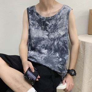2021港风夏季嘻哈扎染情侣宽松高街大码背心 XZ229-1 BX01 P25图片