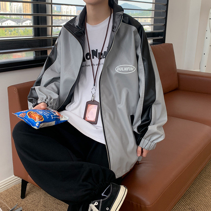 2021港风春季pu皮衣夹克男宽松百搭潮流外套XZ229-1PY01,男装卫衣,星座301A-2