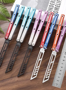 新款海妖折叠蝴蝶刀亮槽练习训练刀多功能甩手花式刀鱿鱼不开刃