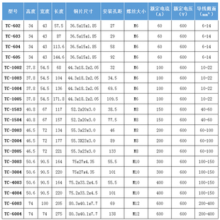 6003固定式 大电流接线端子排TC 接线板厚铜片电源接线柱600A3位