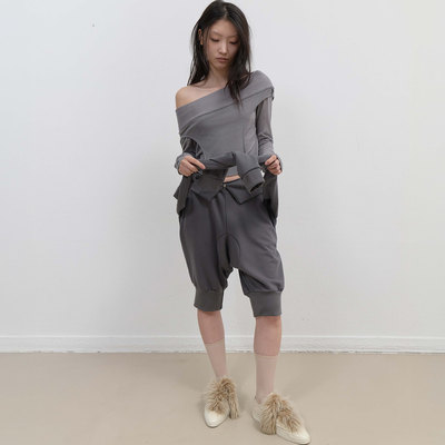 OJOS 25秋新品袖子绑带南瓜裤个性街头休闲中裤 5号店韩国代购