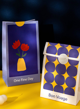 油画风平口袋复古礼品袋子生日节日送礼物包装手提袋520送女友