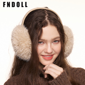 FNDOLL仿羊卷毛耳暖可折叠保暖耳罩冬纯色毛绒耳套防冻耳朵耳捂子