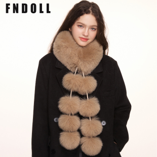 韩版 保暖气质百搭仿皮草护颈毛领毛球毛绒围脖 狐狸毛围巾女冬季