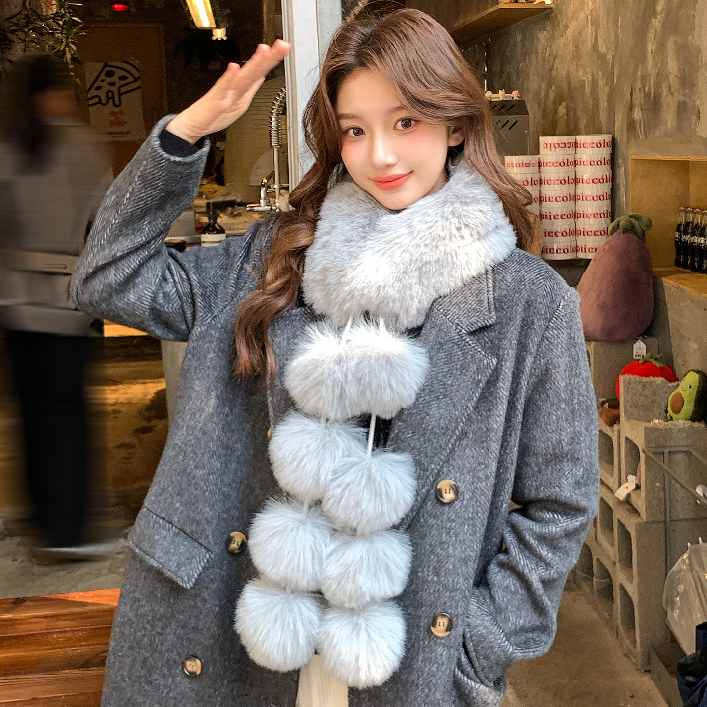 走秀新款狐狸毛围巾气质毛领子