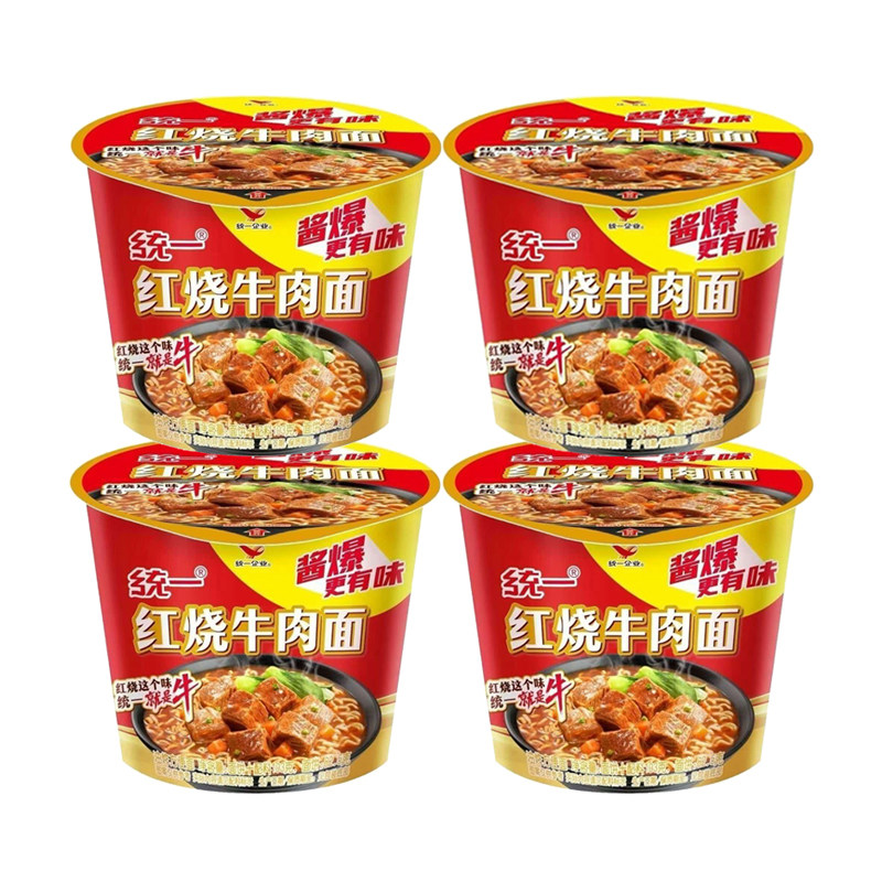 统一来一桶方便面酱爆红烧牛肉面桶面速食面泡面
