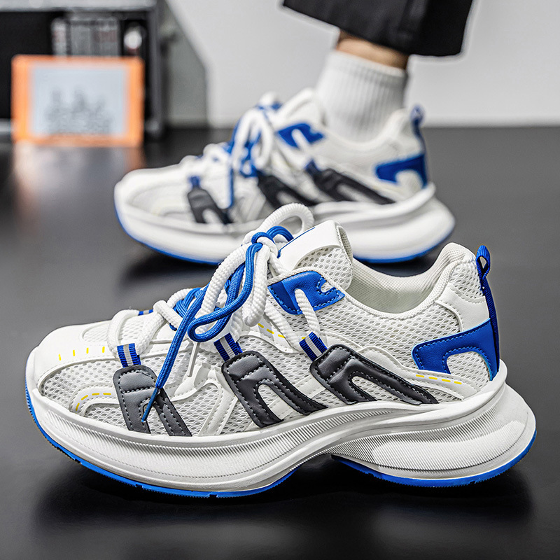 官方特卖正品网红爆款男鞋2025新款夏季网面透气休闲厚底增高青少