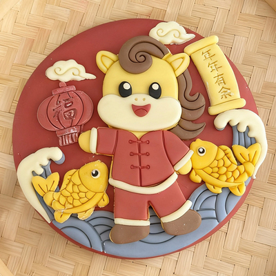 陆子明老师 年年有余灯笼锦鲤花样马年馒头模具花饽饽面食模具diy