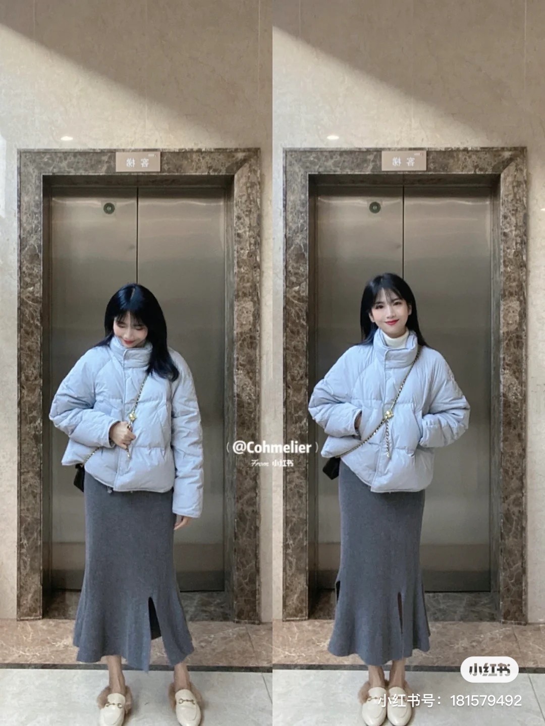 奶fufu的羽绒服女冬季baby奶油蓝色高领韩版时尚宽松短款加厚外套
