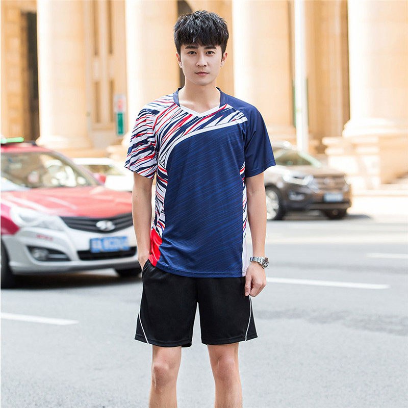 羽毛球服V领运动短袖T恤