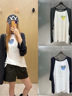 T恤女 渐变爱心宽松长袖 宋智雅同款 Openyy2026早春新款