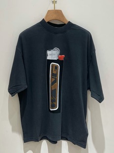 T恤男女同款 打火机印花水洗做旧宽松短袖 2026早春新款 正确版