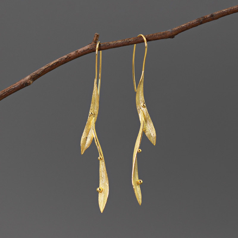 叶间的风文艺纯银耳环情人节礼物