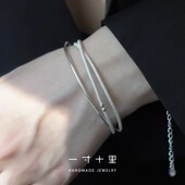 纯银手镯非遗花丝工艺三圈式 一寸十里 闭口镯情人节礼物 川素