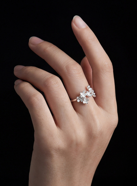 椿屿桂花落诗意纯银开口戒指礼物