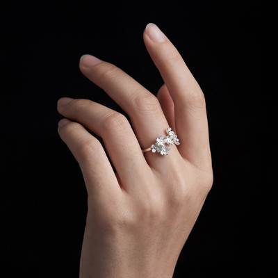 椿屿桂花落诗意纯银开口戒指礼物