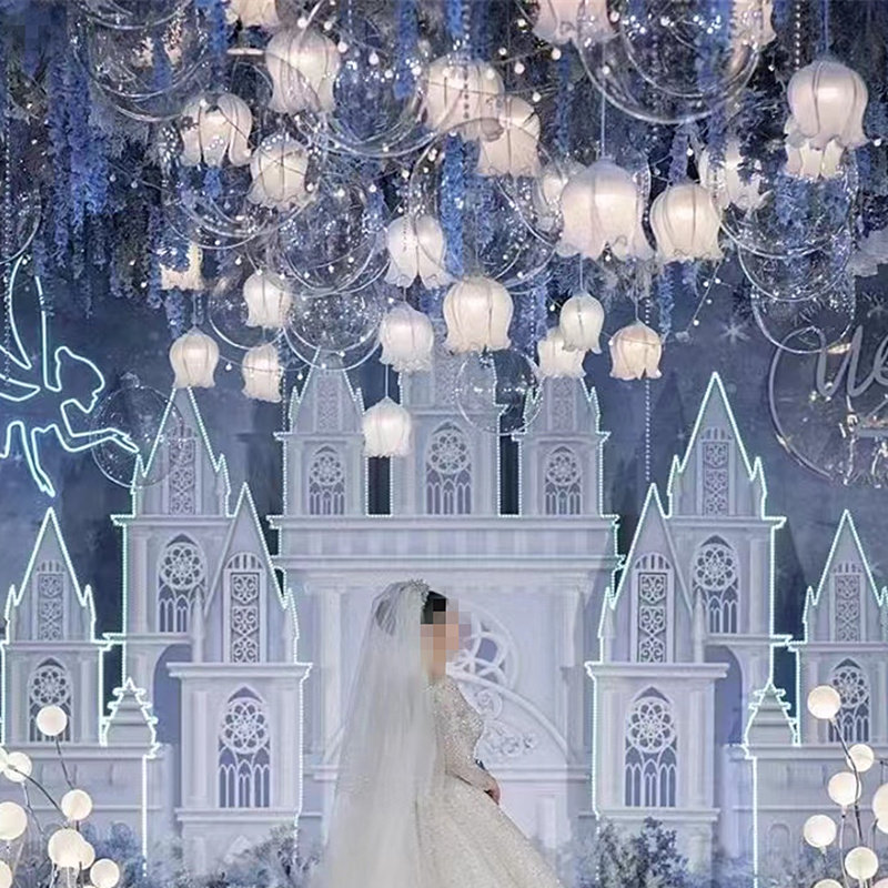 新款婚庆道具铃兰果吊灯铁艺铃兰花挂件婚礼舞台橱窗装饰空中吊顶